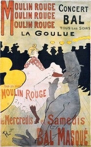 【フルサイズ版】ロートレック ムーラン・ルージュ La Goulue ポスター 1891年 絵画風 壁紙ポスター 373×603mm はがせるシール式 001S2