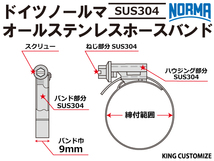 【1個】オールステンレス ドイツ ノールマ NORMA ホースクリップ SUS304 W4/9 50-70ｍｍ 幅9mm 汎用品_画像3