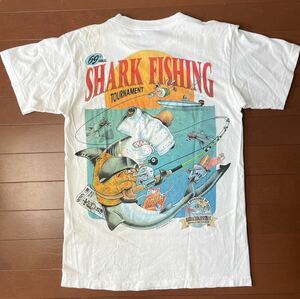 90年代 USA製 Caribbean Soul サメ Tシャツ カリビアンソウル ヴィンテージ シャツ Mサイズ 魚 鮫 釣り 半袖 古着 バックプリント 希少