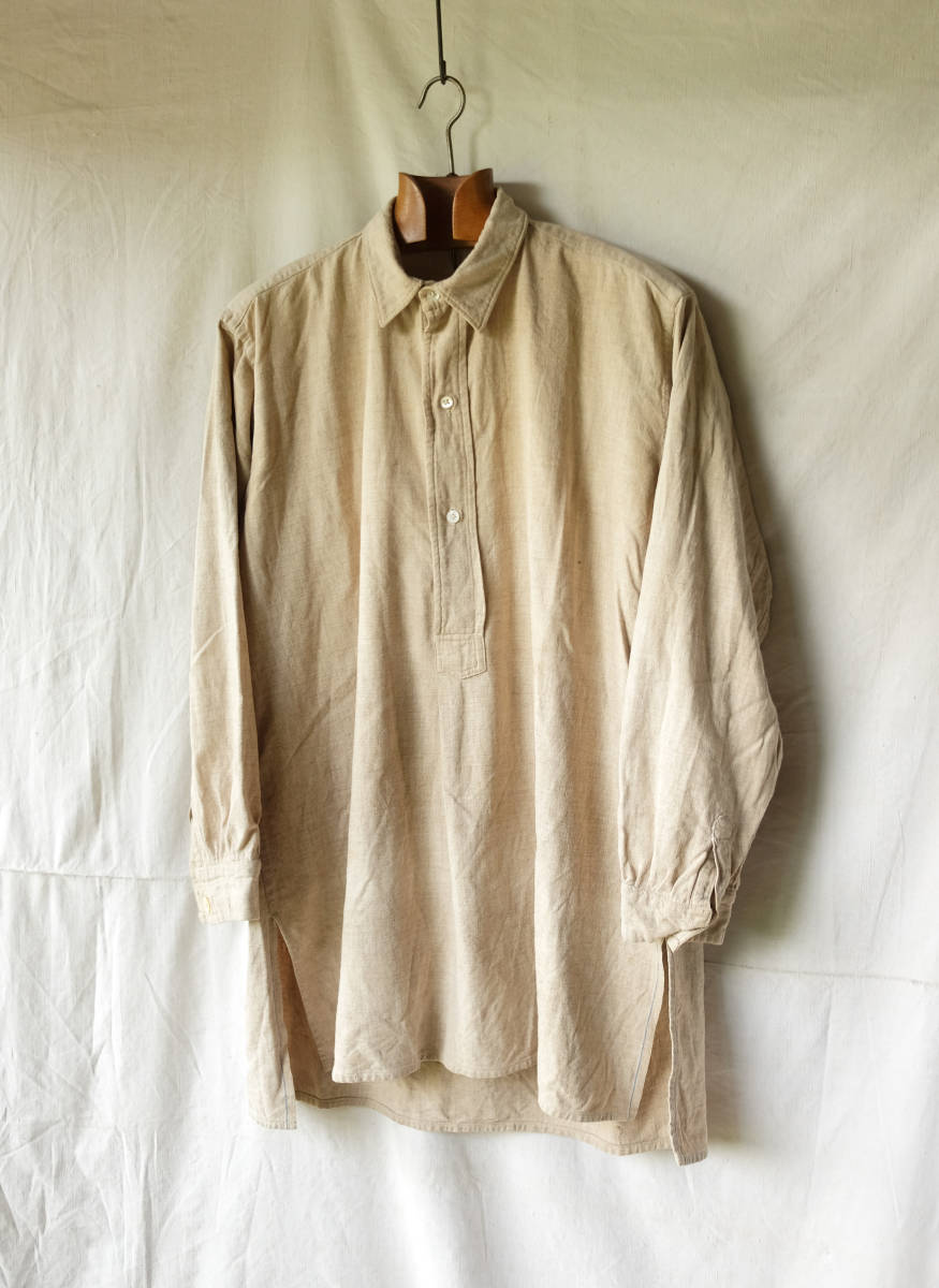 1930's 1940's フランス ヴィンテージ リネンワークシャツ 30s 40s