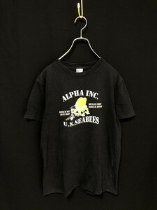 ◆ALPHA INDUSTRIES アルファ 両面プリント【U.S.SEABEES】半袖Tシャツ M