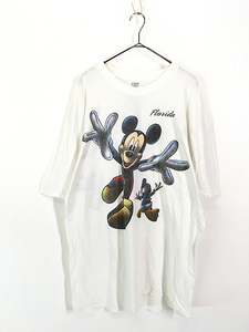 レディース 古着 90s Disney Mickey & Donald ミッキー ドナルド Florida 両面 Tシャツ ワンピース ひざ丈 XL位 古着