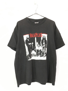 古着 90s USA製 The Beatles モノクロ フォト ジャケット Tシャツ L 古着
