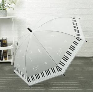 長傘　音楽柄　半透明　かわいい　傘　ピアノ　Piano