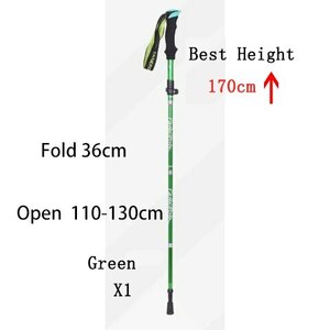  folding type . carrying possibility trekking paul (pole) walking seniours flexible type going out bag easy mountain climbing 1 pcs [Green 36cm]