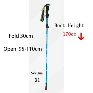  folding type . carrying possibility trekking paul (pole) walking seniours flexible type going out bag easy mountain climbing 1 pcs [SkyBlue 30cm]