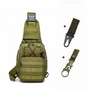 メンズ ミリタリー スポーツ 肩掛けバッグ ショルダー ハイキング キャンプ 【Army Green】【2Hook】