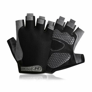  gloves glove Pro fitness slip prevention ventilation half finger fishing cycling [Silicone Black][ size : L]