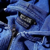 HYSTERIC GLAMOUR×ORIGINAL BLUES ヒステリックグラマー オリジナル ブルース ニット切替え スウェット ジップパーカ インディゴ (S)o-406_画像7