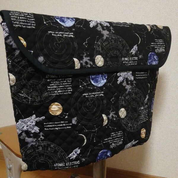 防災頭巾カバー 椅子の背もたれ用 黒人口衛星