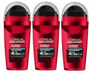 【3本セット】 L'Oral MEN Expert ロレアル メン デオドラント Ultimate Control 48時間 50ml【並行輸入品】