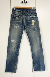 美品☆[LEVI'S VINTAGE CLOTHING] LVC 47501-0114 リペア加工 革パッチ インディゴデニムパンツ 30 トルコ製 リーバイス