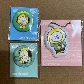 ファミマ　BT21 PVCチャーム　ミニ缶バッジ2個　CHIMMY 3点セット