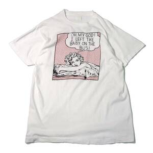 [M程度] 80s Roy Lichtenstein ポップ アート プリント Tシャツ Flying Fish LA リキテンシュタイン 白 ビンテージ vintage USA