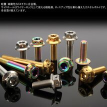 64チタンボルト M10×45mm P1.25 22mm フランジ付き 六角ボルト ゴールド 金色 Ti6Al-4V JA437_画像3