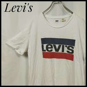 リーバイス　半袖Ｔシャツ　デカロゴ　ゆるだぼ　ＬＥＶＩ’Ｓロゴ　ビッグプリント　デカロゴ　トリコデザイン　白色　人気　一点もの