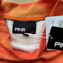 送料無料PING GOLFピンゴルフWOMENSモックネックシャツ光沢性トリコット高通気性DRY吸水速乾肌サラ伸縮タイダイ柄Orange(半額以下S)新品_画像3