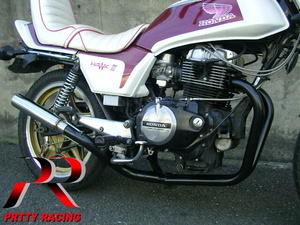 プリティー HONDA CB250N CB400N ホーク3 【2-1管】 50.8π ALサイレンサー タイプ2 黒 マフラー