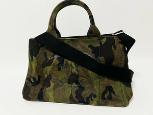 PRADA プラダ カナパ ハンドバッグ ショルダーバッグ 2WAY ストラップ付き CAMOUFLA カモフラ 迷彩 MIMETICO B2642B