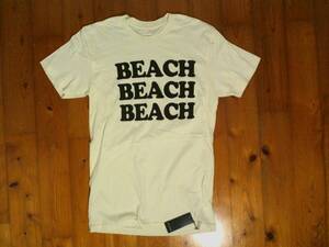 ☆USA製☆ビーチアスパンク【BEACH ASS PUNK】『BEACH BEACH BEACH』プリント 半袖Tシャツ コットンTシャツ XＳ オフホワイト 薄ベージュ