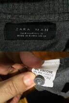 ☆ザラ【ZARA MAN】ビスコース＆ポリエステル サマー　ストレッチニット ヘンリーネック半袖シャツ EUR M USA M MEX 38　濃いグレー_画像6