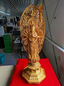 ◆古美術品◆楠製　千手観音菩薩立像　◆特大型高90cm　仏教工芸品　極上彫　木彫仏像◆骨董置物