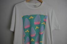 グッドプリント◎90sビンテージUSA製FRUIT OF THE LOOMフルーツオブザルームオールコットンプリント半袖TシャツXLホワイト系 nr23676_画像3