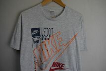 グッドプリントUSA製90sビンテージNIKEナイキ半袖クルーネックプリントTシャツL霜降りグレー100綿アメカジスポーツストリートnr23774_画像3