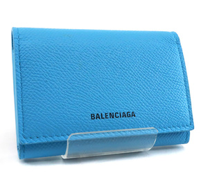 未使用 バレンシアガ カードケース コインケース ヴィル アコーディオンカードホルダー BALENCIAGA ref.581099 ブルー レザー /32515