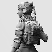 【スケール H82mm】 樹脂 レジン フィギュア キット ミリタリーユニフォームの女の子 美少女兵士 未塗装 未組み立て_画像9