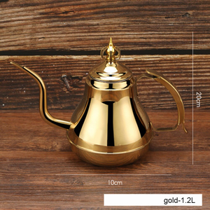 【Gold 1.2L】ティーポット コーヒーポット グースネック やかん ステンレス 茶器 ティータイム 洋風 D0610240
