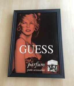 kj ★額装品★ クラウディアシファー GUESS セクシー 下着 貴重写真 A4サイズ額入り ポスター風デザイン 水着 グラビア モデル ゲス