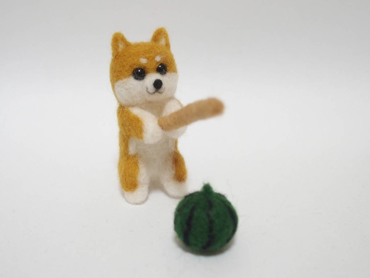 Handmade [Wool felt Shiba Inu watermelon smasher], toy, game, stuffed toy, Wool felt