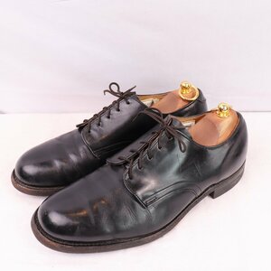 70's rank leather sole service shoes 8 1/2 W / 26.5cm-27.0cm rank black the US armed forces US navy Vintage men's used ds3709