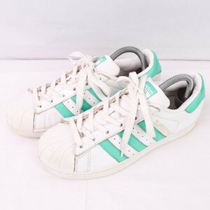 SUPERSTAR 25.0cm/adidas スーパースター アディダス スニーカー 白 ホワイト エメラルド 中古 古着 メンズ ad4323