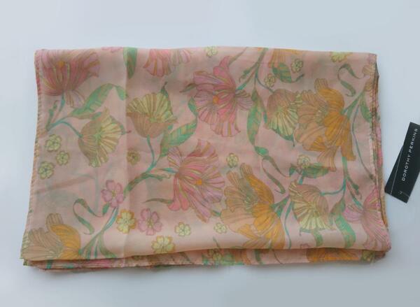 イギリス インポート 英国 ドロシーパーキンス 花柄 シフォンストール スカーフ 透け感 オリエンタルフラワー ニュアンスカラー 