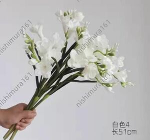 ★蘭の造花★４本セット★造花★高さ約50ｃｍ★アートフラワー★ハンドメイド★白