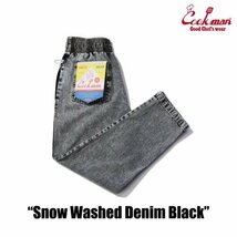 送料0 【COOKMAN】クックマン Chef Pants シェフパンツ Snow Washed Denim Black 231-31814 -L 男女兼用 ウォッシュドデニム ブラック LA_画像2