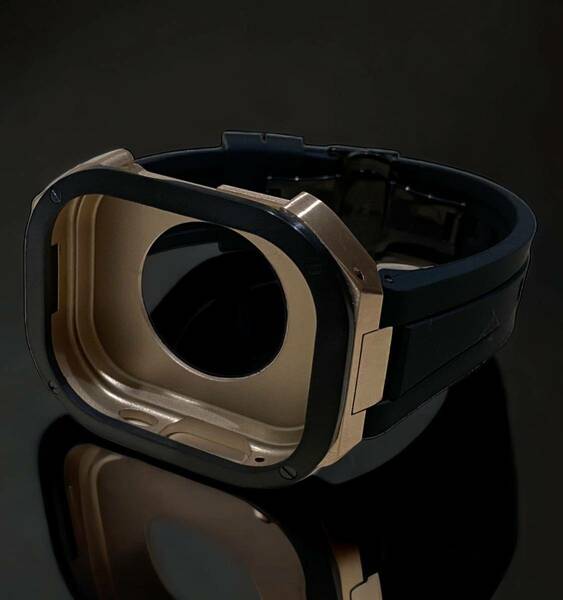 アップルウォッチ　ウルトラ　カバー　Apple Watch ultra 49mm ラバー　ベルト　バンド　ケース　49ミリ　/ブラックローズゴールド