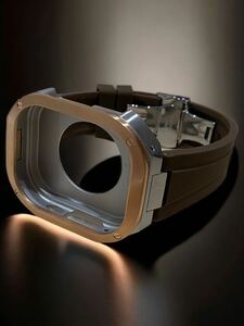 アップルウォッチ　ウルトラ　カバー　Apple Watch ultra 49mm ラバー　ベルト　バンド　ケース　49ミリ　/ローズシルバーぶあ