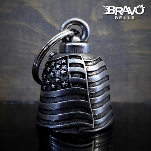 米国製 Bravo Bells アメリカ国旗 星条旗 ベル [US Flag] Made in USA 魔除け お守り バイク オートバイ 鈴 アクセサリー ガーディアンベル