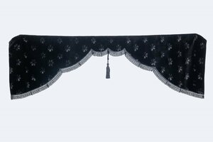 金華山センターカーテン　コスモス　ブラック（黒）　Mサイズ　2000×720　五右衛門 　【納期約1ヵ月】