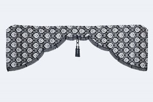 金華山センターカーテン　新格子　ブラック（黒）　Mサイズ　2000×720　五右衛門 　【納期約1ヵ月】