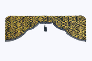 金華山センターカーテン　ベルサイユ　ブラック（黒）　Mサイズ　2000×720　五右衛門 　【納期約1ヵ月】