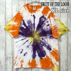 FRUIT OF THE LOOM フルーツオブザルーム タイダイ柄 Tシャツ 半袖 マルチカラー XL オーバーサイズ ビッグシルエット ゆるだぼ 古着