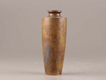 古美術 古銅造 花瓶 象嵌 一鳳 在印 時代物 極上品 初だし品 C0214_画像3