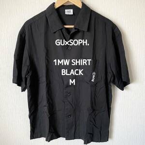 【GU×SOPH.】ジーユー×ソフ コラボ オープンカラーシャツ メンズ 半袖 バックプリント ロック 黒 ブラック M