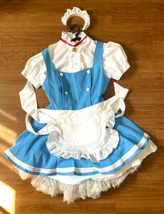 【新品未使用・2L】メイド服　一式　水色　ドラえもん　パニエ　かわいい　生地しっかり　コスプレ衣装 エプロンドレス