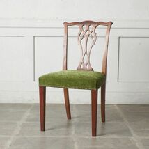 IZ70526N★張替え済 英国 アンティーク ダイニングチェア チッペンデール 様式 マホガニー 木製 アームレス 椅子 クラシック イギリス 彫刻_画像1