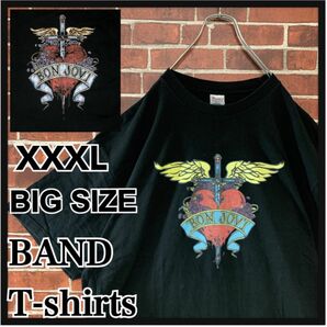 【希少】BON JOVI ボンジョビ　ビッグサイズ　ビッグシルエット　4L バンドTシャツ　古着　ロック　ラップ　ムービー　